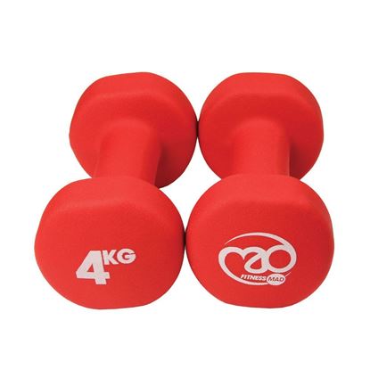 Picture of Mad Fitness: Red Neoprene 4 KG Dumbbells (Pair) (FDBELL4)