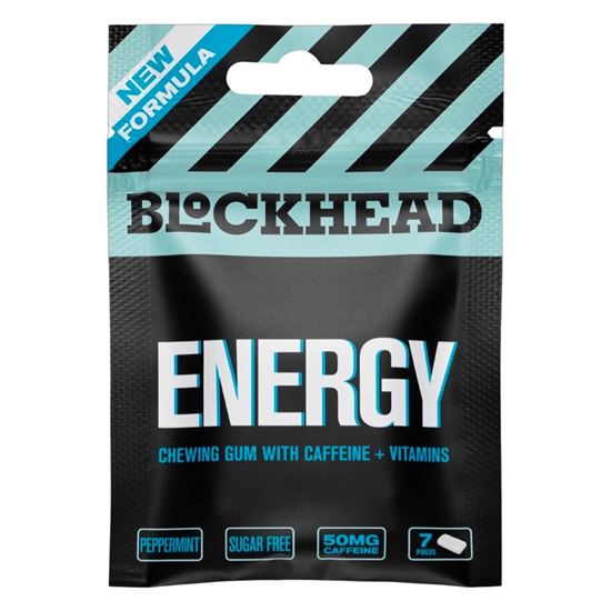 Picture of Blockhead Caffeine Gum - 12 Packs (7 x 50mg caffeine gums per pack)
