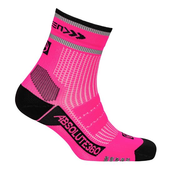 Picture of Absolute 360: Performance Running Socks: Quarter: BE SEEN: Neon Pink