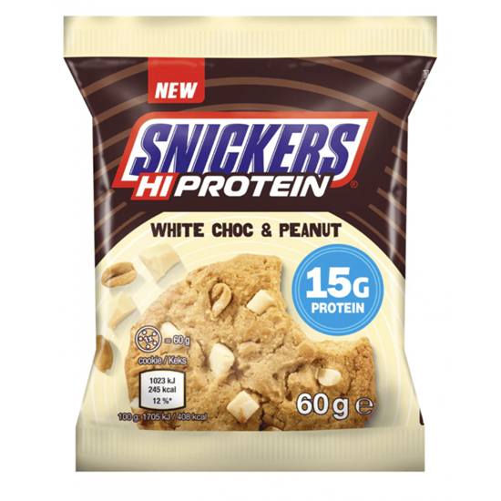 Picture of Snickers White Chocolate & Peanut Hi Protein Cookie (12 x 60g Cookies)