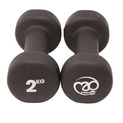 Picture of Mad Fitness: Black Neoprene 2 KG Dumbbells (Pair) (FDBELLBLK2)