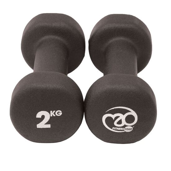 Picture of Mad Fitness: Black Neoprene 2 KG Dumbbells (Pair) (FDBELLBLK2)