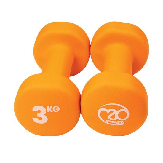 Picture of Mad Fitness: Orange Neoprene 3 KG Dumbbells (Pair) (FDBELL3)