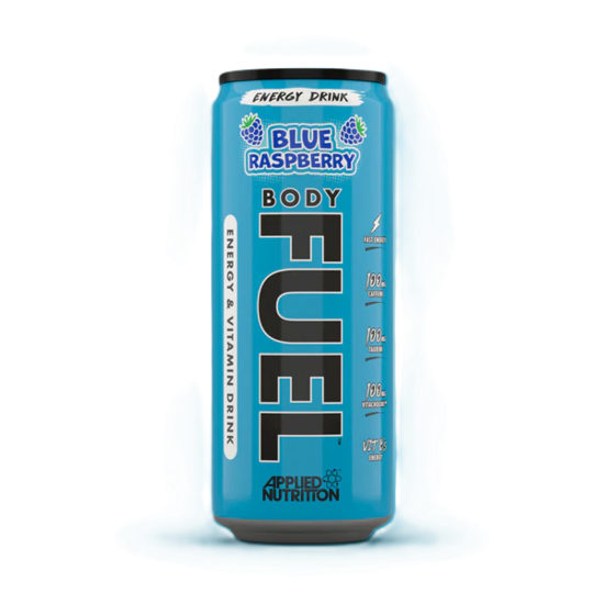 Picture of 50% OFF CLEARANCE: Applied Nutrition: Body Fuel Energy Drink (12 x 300ml cans) Blue Raspberry (SHORT DATED: BB 11/25)