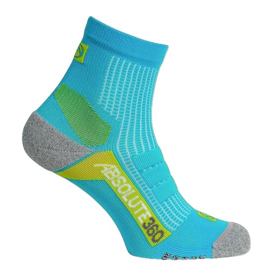 Picture of Absolute 360: Performance Running Socks: Quarter: Turquoise / Lime