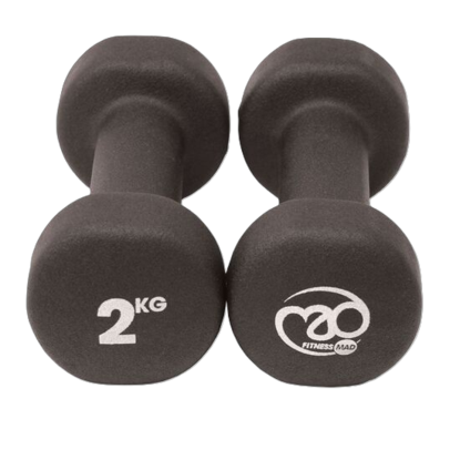 Picture of Mad Fitness: Black Neoprene 2 KG Dumbbells (Pair) (FDBELLBLK2)