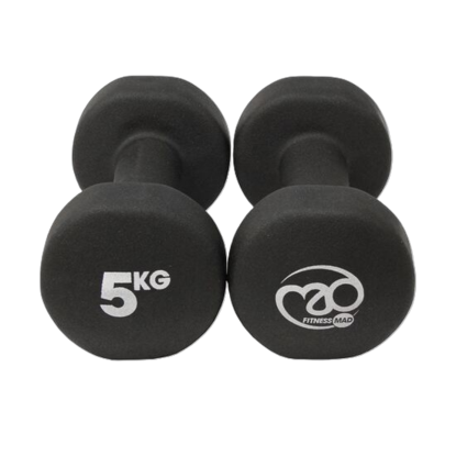 Picture of Mad Fitness: Black Neoprene 5 KG Dumbbells (Pair) (FDBELLBLK5)