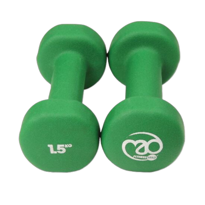 Picture of Mad Fitness: Green Neoprene 1.5 KG Dumbbells (Pair) (FDBELL1HALF)