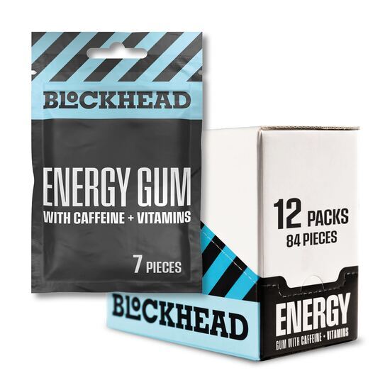 Picture of 50% OFF CLEARANCE: Blockhead Caffeine Gum - 12 Packs (OOD: 08/02/2026)